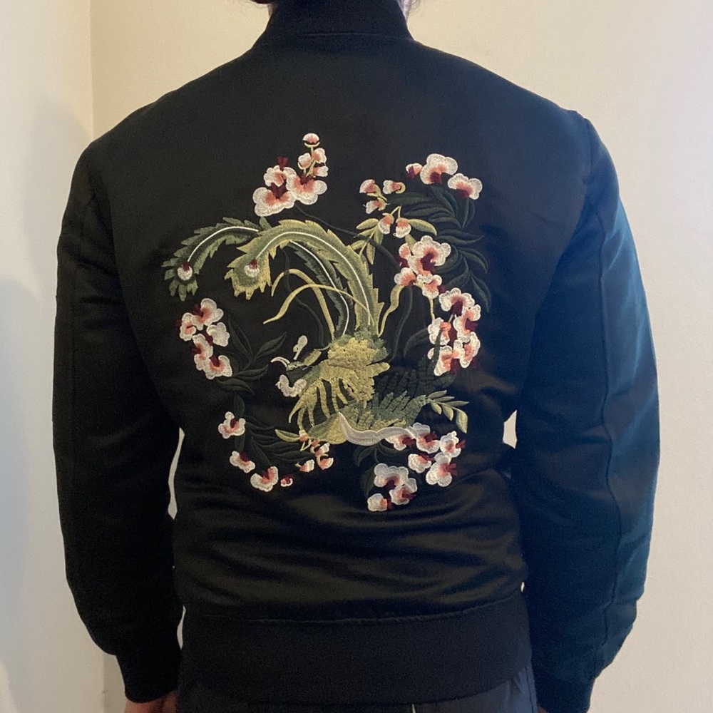 Zara “Silk” Cherry blossom Bomber Jacket